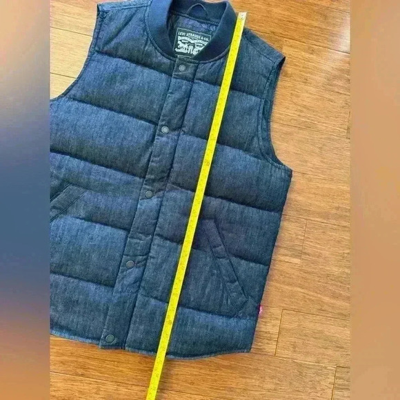 LEVIS Quilted Denim Puffer Vest Zip & Button Up Men’s Size Small - Picture 5 of 9